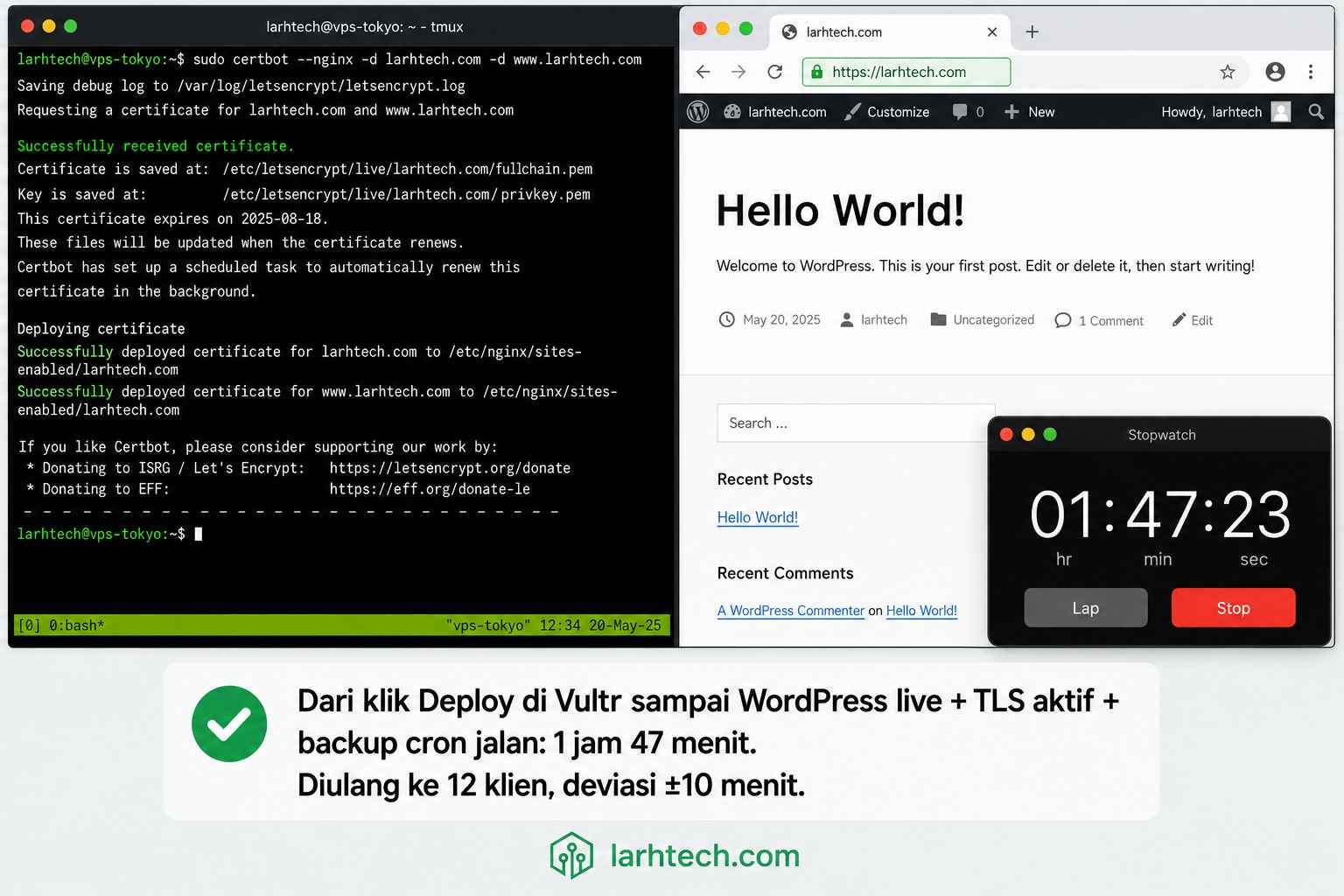Setup VPS Ubuntu 24.04 dari Nol untuk WordPress Panduan 2-Jam yang Saya Pakai untuk 12 Klien
