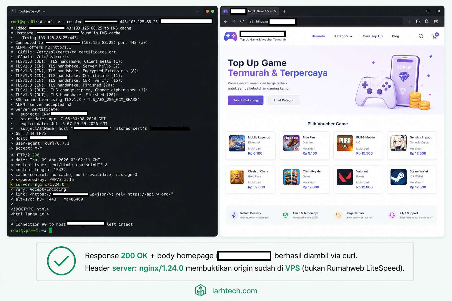 screenshot terminal yang menunjukkan response 200